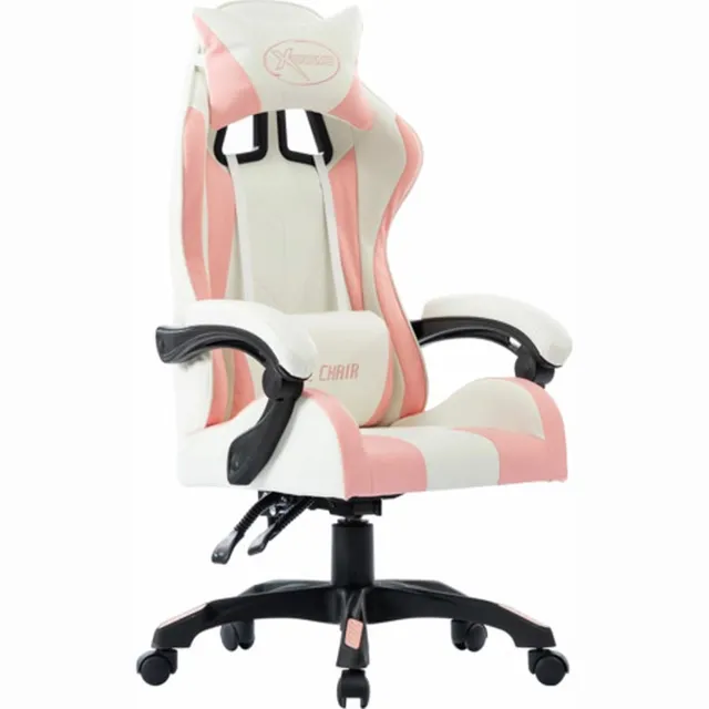 vidaXL Racestoel - kunstleer - roze roze en wit