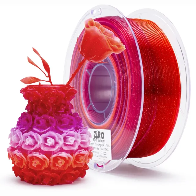 Ziro 3D ZIRO Twinkling PLA Filament 1.75mm – 1KG – Rose – Prachtige Glinsterende Rozen & Bloemen Overloop – 3D Printer Filament