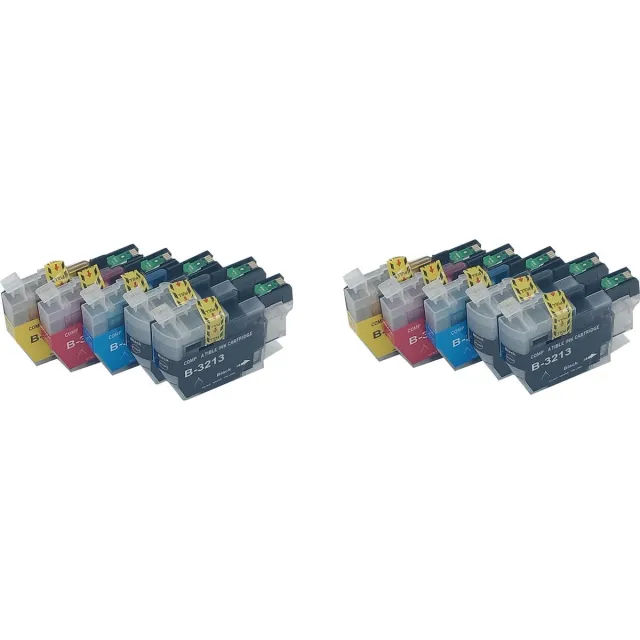 KATRIZ huismerk inkt voor|Brother 4x LC3213XL zwart+ 2x LC3213XL Cyaan + 2x LC3213XL Magenta +2x LC3213XL Yellow | (10stuks) - Met chip 4xZwart, 2xCyaan, 2xMagenta, 2xGeel