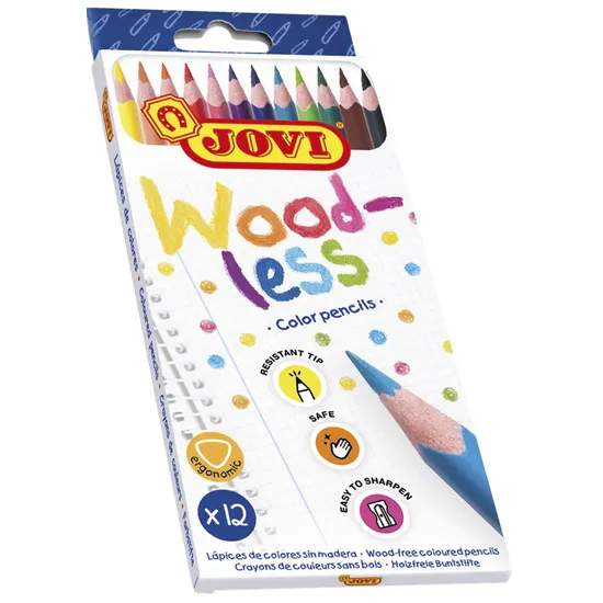 Kleurpotloden Jovi houtvrij assorti etui à 12 stuks