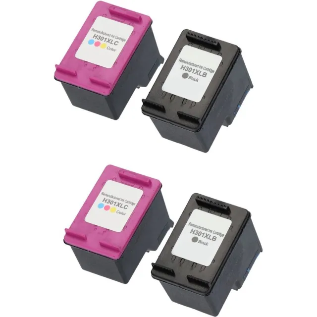 InktDL Huismerk geschikt voor HP 301XL Inkt cartridges - 4 Inktpatronen - Geschikt voor Envy 4500 - 4504 - 5530 - DeskJet 2050 - 3050 - 3055A - 2540 - OfficeJet 2620 - 4630 2X Zwart + 2X Kleur