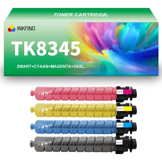 INKFIND TK-8345 tonercartridge 4 Pack (Zwart/Cyaan/Magenta/Geel) compatibel met Kyocera TK8345 TK-8345 Zwart/Cyaan/Magenta/Geel geschikt voor Kyocera TASKalfa 2552ci - 4-pack Zwart/Cyaan/Magenta/Geel Zwart x 1, Cyaan x 1, Magenta x 1, Geel x 1