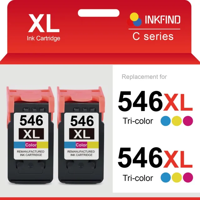 INKFIND 546XL Inktcartridge compatibel met Canon546 Canon 546 Canon CL-546 CL-546XL Hoge Capaciteit / 2-pack Kleur 2-pack Kleur x 2