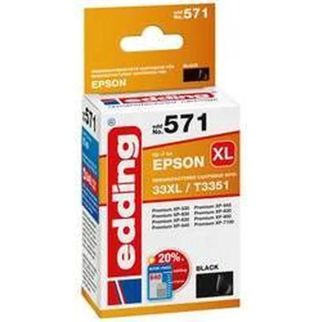 Edding Inktcartridge vervangt Epson 33XL, T3351 Compatibel Zwart EDD-571 18-571 Kleurloos