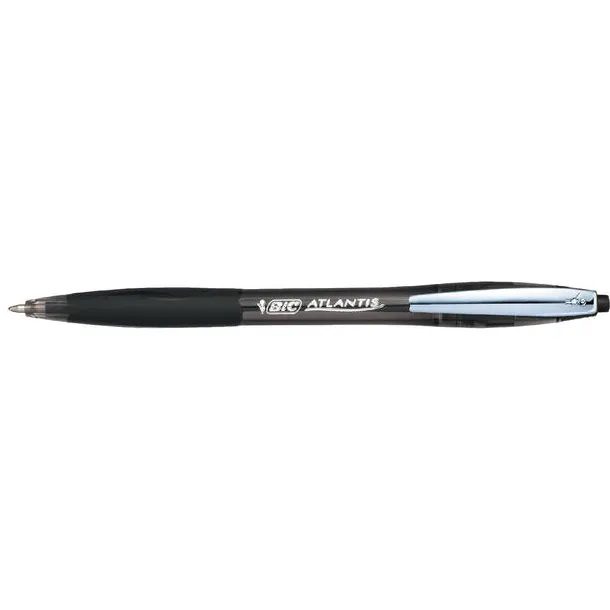 Bic Balpen Bic Atlantis soft metalen clip clic medium zwart