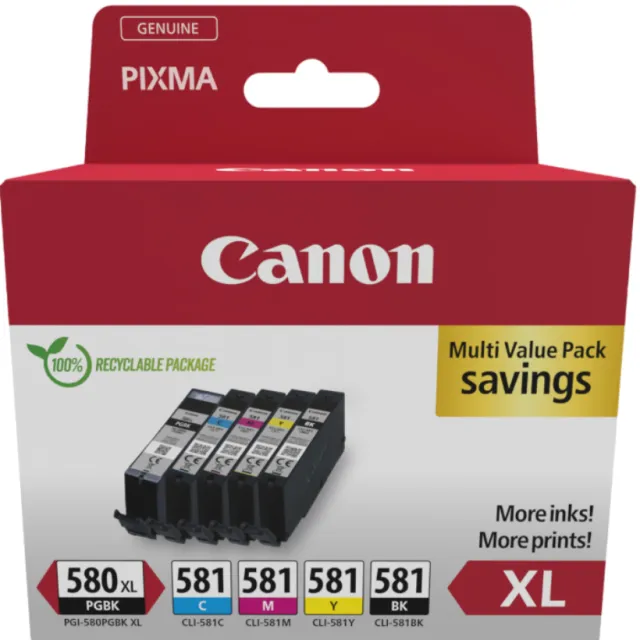 Canon Ink 1998C007 / CLI-581XXL XXL Mult zwart, cyaan, magenta, yellow