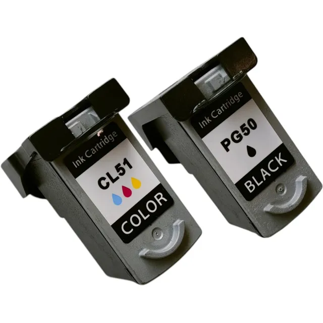 KATRIZ Canon PG-50 & CL-51 Inktcartridges remanufactured – Zwart + Kleur – Huismerk – 2 Stuks – Geschikt voor Canon PIXMA MP150/MP160/IP2200/MX310 Zwart& Kleur