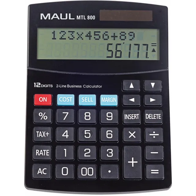 Maul bureaurekenmachine MTL 800, 2-regelig, zwart