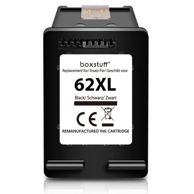 Boxstuff Inkt geschikt voor 62 XL Zwart - (C2P05AE) Compatibel met HP 62 / 62XL - Inkt Cartridge voor HP Envy 5640 / 5644 / 7640 / 7644 OfficeJet 5740 / 5742 / 200 / 250 - Hoge Capaciteit Zwart