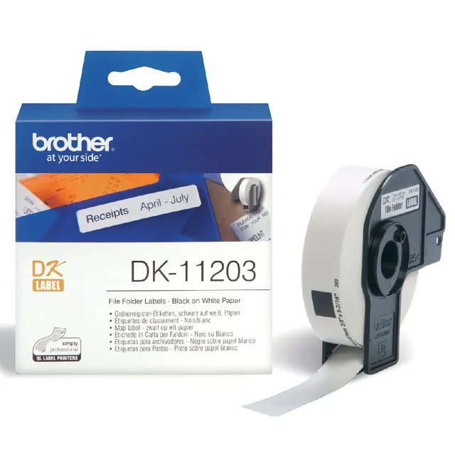 Brother Etiket Brother DK-11203 naamkaart ordner 17x87mm 1 rol á 300 stuks wit