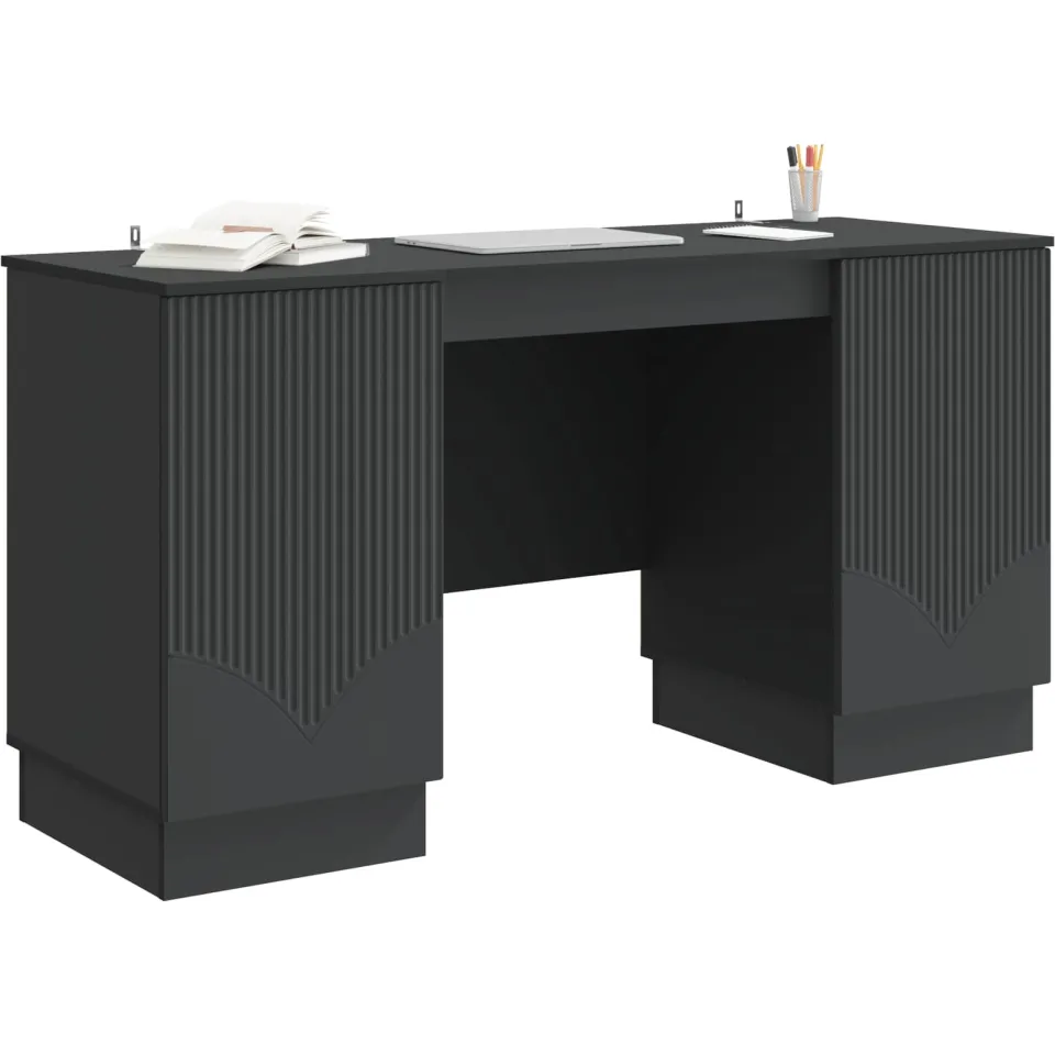 vidaXL Bureau Zwart 142,5 x 50 x 75 cm Bewerkt hout