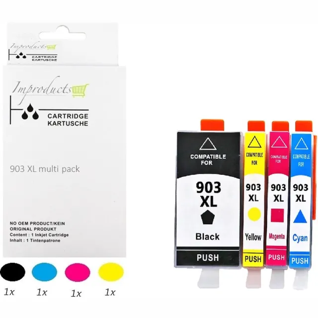 Improducts Inkt cartridges - Alternatief Hp 903 L / XL 903XL multi pack V2 Multicolor - Zwart, Cyaan, Magenta, Geel