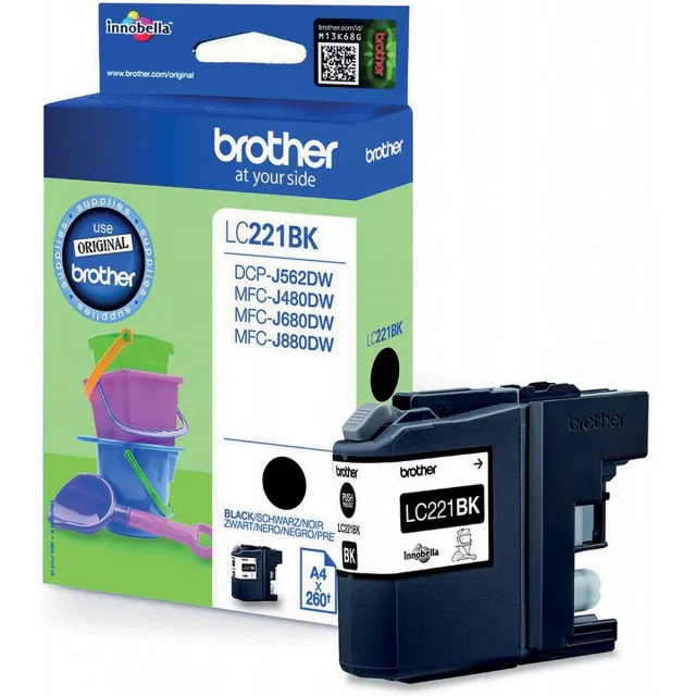 Brother Inktcartridge brother lc-221bk zwart | 1 stuk | 5 stuks