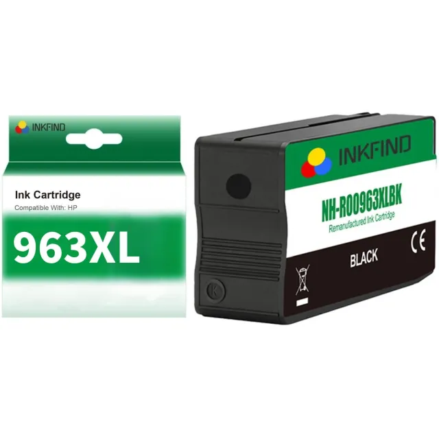 INKFIND 963XL Zwart Inktcartridge compatibel met HP963 HP963XL HP 963 HP 963XL 3JA30AE voor HP OfficeJet Pro 9010, 9014, 9012, 9020, 9025, 9015, 9016, 9019, 9022, 9018 Hoge Capaciteit - 1-pack Zwart Zwart x 1
