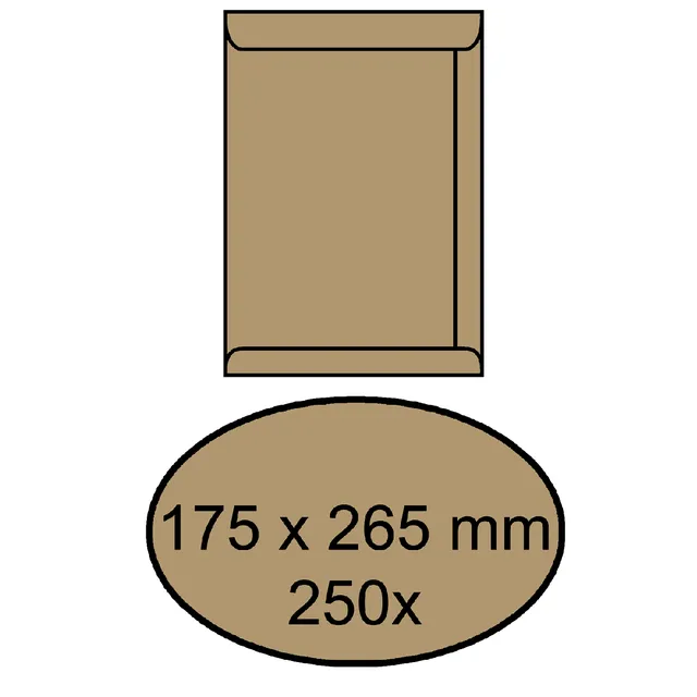 Iezzy Envelop akte IEZZY 175x265mm zelfklevend 90gr bruin 250 stuks