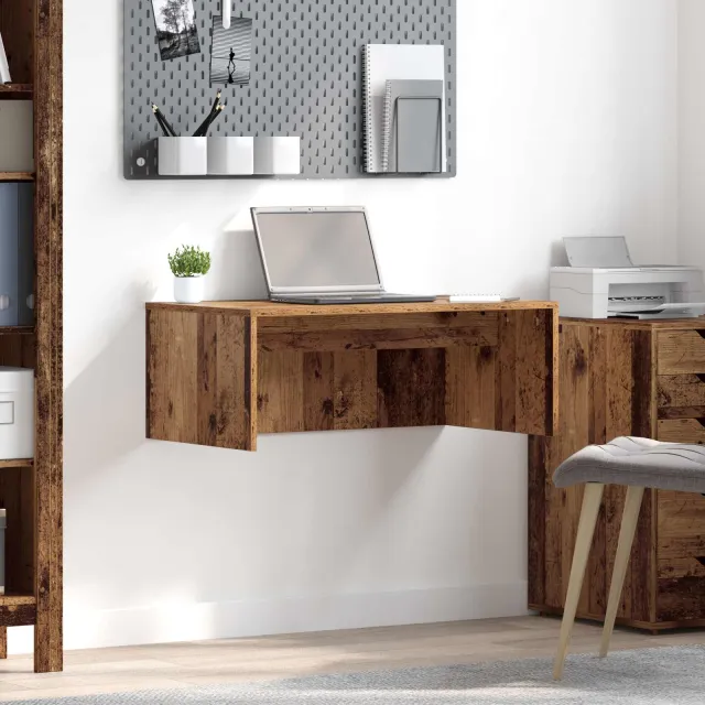 vidaXL Wandbureau Oud Hout 80 x 45 x 30 cm Bewerkt hout bruin, foto 2