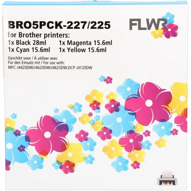 FLWR Inktcartridge / LC-227/LC-225 / 5-pack Zwart & Kleur - Geschikt voor Brother