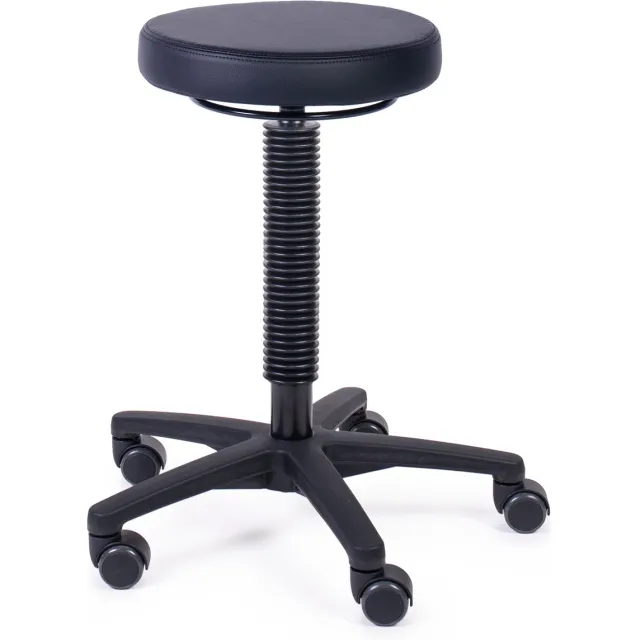 MTM tabouret JORD 200-N - zwart kunstleer - kunststof kruisvoet - op wielen - zithoogte 51–71 cm