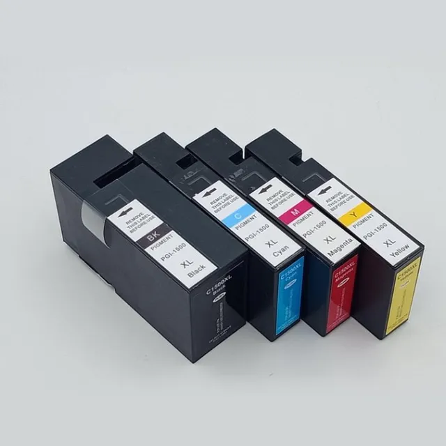 KATRIZ huismerk inkt voor|Canon PGI 1x 1500XL Zwart + 1x 1500XL Cyaan + 1x 1500XL Magenta + 1x 1500XL Geel|(Pigment ink)|4stuks| Met chip Zwart, Cyaan, Magenta, Geel