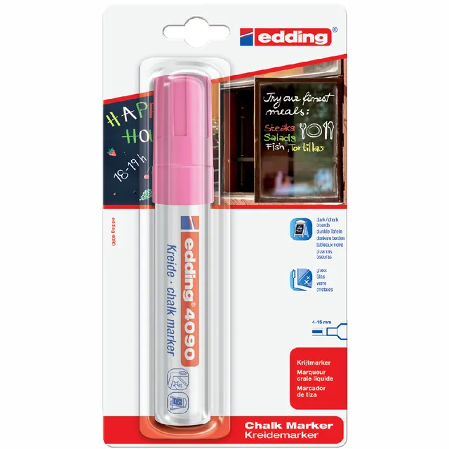 Edding Krijtstift edding 4090 window schuin 4-15mm neon roze blister à 1 stuk
