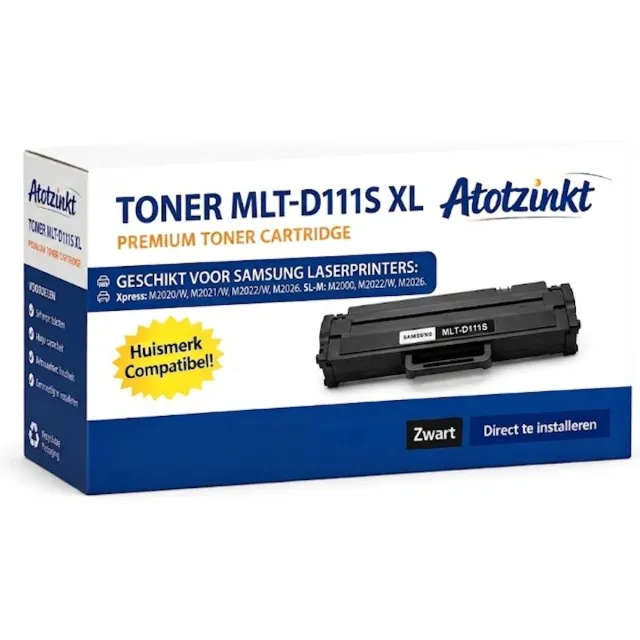 AtotZinkt huismerk 1x Samsung MLT-D111S XL laser toner -compatibel-met-samsung-mlt-d111s-xpress-m2020-m2020-w-m2021-m2021-w-m2022-m2022-w-m2026-sl-m2000-serie-sl-m2022-sl-m2022-w-sl-m2026 Zwart