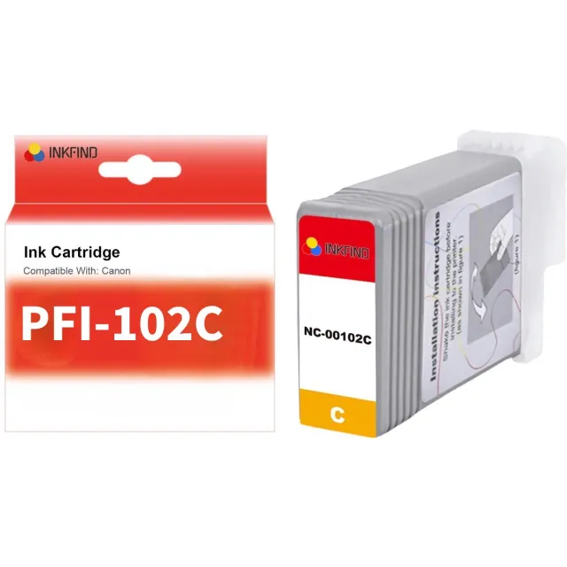 INKFIND PFI-102 Cyaan Inktcartridge compatibel met Canon PFI-102 - 1-pack Cyaan*1 Cyaan x1