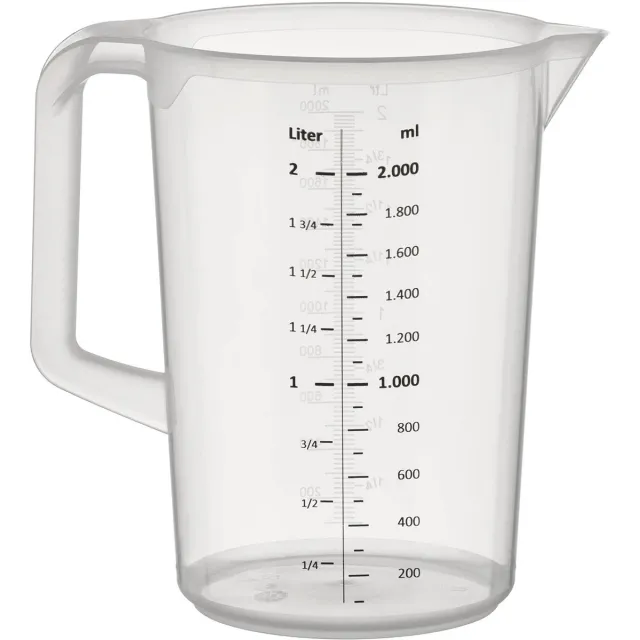 APS Maatbeker - Mengbeker - Vaatwasserbestendig - Kunststof - 2 Liter - Voor Horeca - Voor Buffet - H 21 cm Transparant