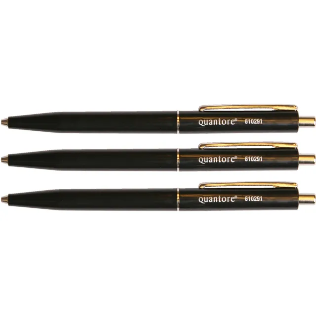 Quantore Balpen Quantore drukknop met metalen clip zwart medium