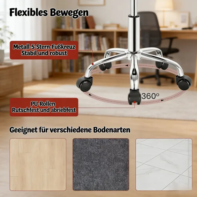 STILVORA Bureaustoel 53-65,5 Cm - Verstelbaar En 360 Draaibaar - Voor Kantoor En Salon - Fluweel En Metaal - Donkergrijs
