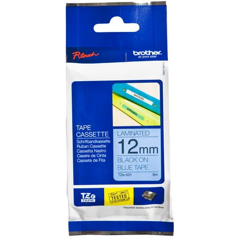 Brother Labeltape Brother P-touch TZe-531 standaard 12mm zwart op blauw