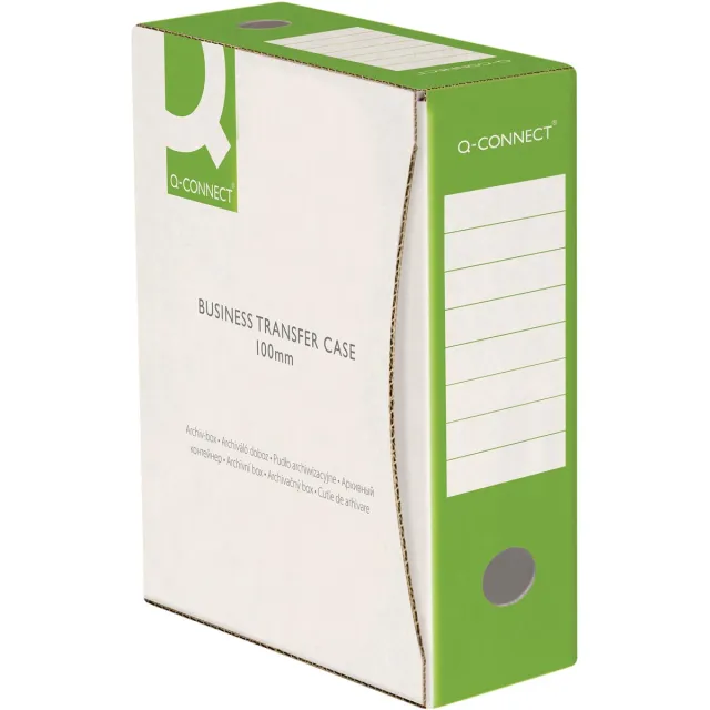Q-CONNECT archiefdoos, A4, rug 10 cm, in karton van 400 g/m², wit-groen