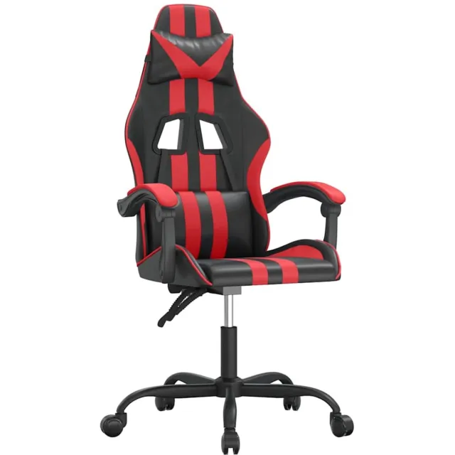 vidaXL Gamestoel - draaibaar - kunstleer - zwart - en - rood zwart en rood