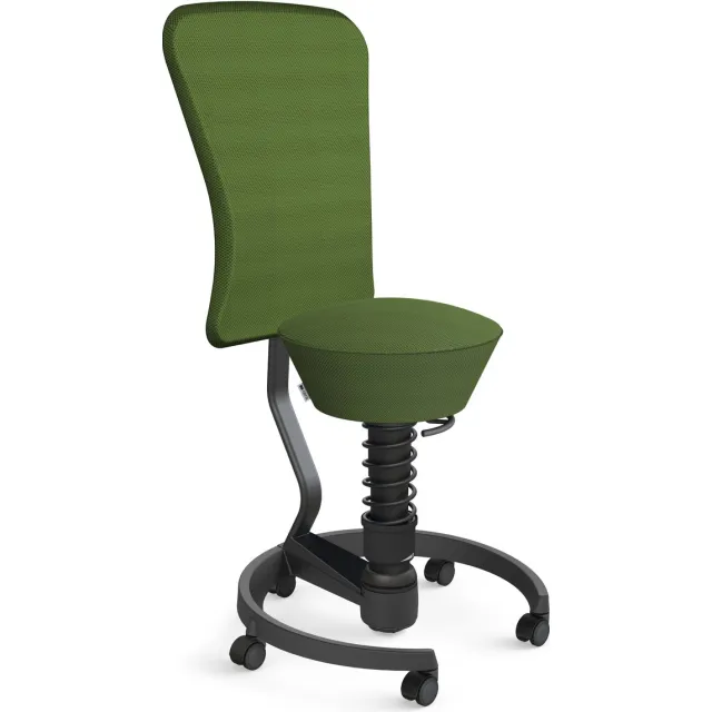 AERIS SWOPPER with backrest footring with castors (hard floor), black spring strut type: standard, black, spring black seat cover: mesh fabric Runner (Gabriel), green backrest pole: black, backrest cover: mesh fabric Runner (Gabriel), green groen - zachte wielen
