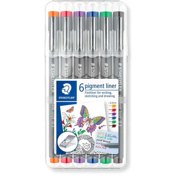 Staedtler Fineliner Staedtler Pigment 308 0.3mm set à 6st assorti
