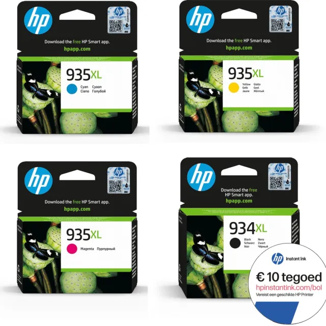 HP 935XL & HP 934XL - Inktcartridge - Origineel - Hoge capaciteit - Kleur en Zwart + Instant Ink tegoed