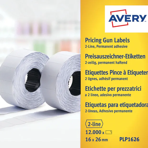 Avery Prijsetiket Avery PLP1626 16mmx26mm permanent wit