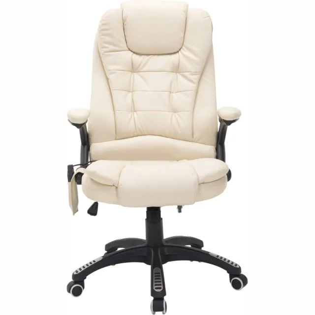 Clruro Massagestoel - 54 cm Zitbreedte - 6-Punts Massage en Warmte - Kunstleer - Beige