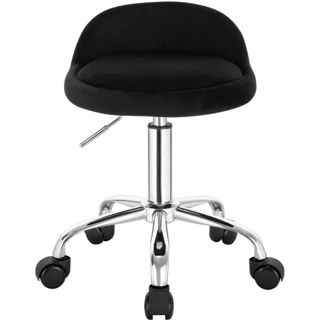 Klarven Kantoorstoel Fluweel zwart - Bureaustoel - Kantoorstoelen op Wieltjes - Office Chair - Fluwelen Zitting, Ergonomisch en Draaibaar - Verstelbare Hoogte, Draagvermogen 120 kg - H53-65,5cm