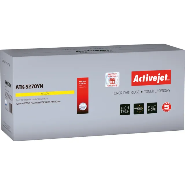 Kyocera ActiveJet ATK-5280MN toner voor Kyocera-printer; Kyocera TK-5280M vervanging; Opperste; 11000 pagina's; magenta. Geel