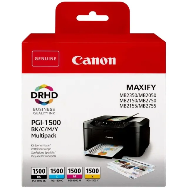 Canon PGI-1500 inktcartridge 4 stuk(s) Origineel Zwart, Cyaan, Magenta, Geel Zwart;Cyaan;Magenta;Geel