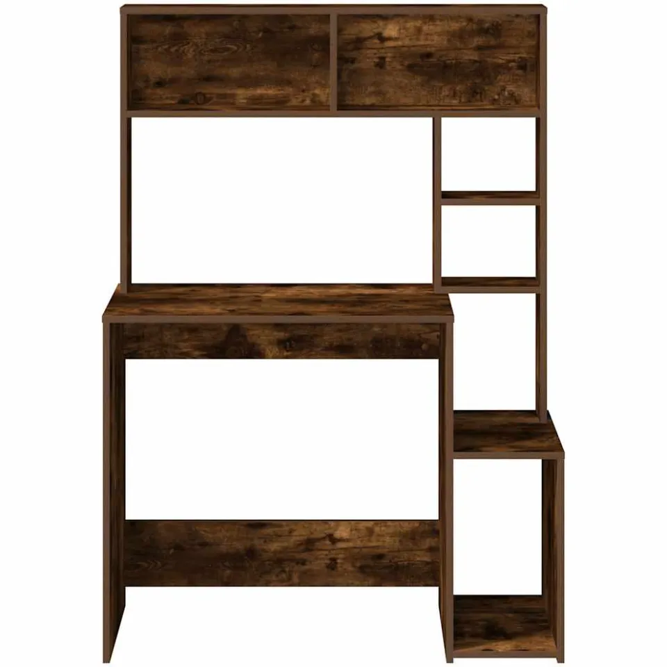 vidaXL Bureau met schappen 100x45x140 cm bewerkt hout gerookt eiken, foto 3
