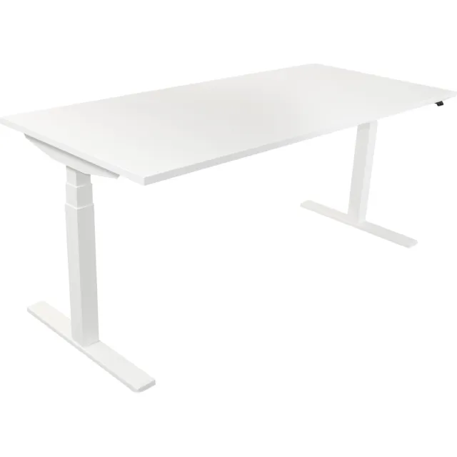 Markant Elektrisch verstelbaar bureau 160 x 80 cm met wit frame en wit werkblad.