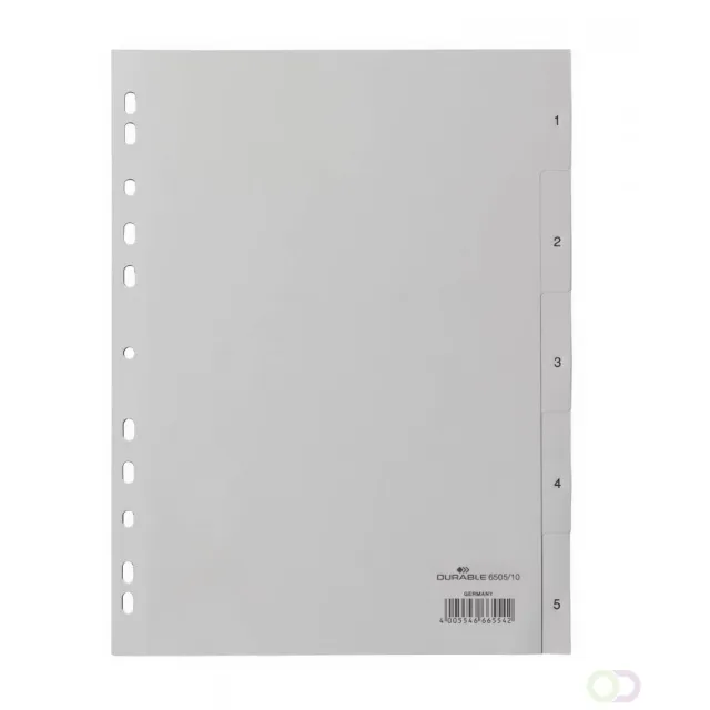 Durable Tabbladen A4 5-delig bedrukte tabs 1-5 PP