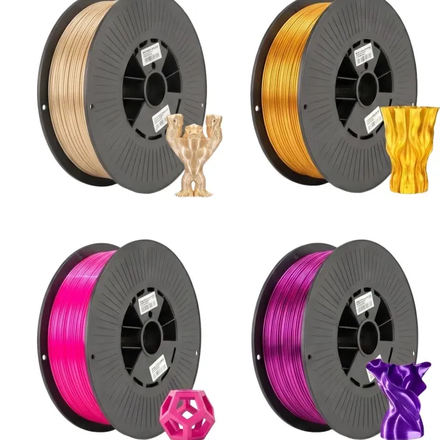 3Dvoordeel.nl Silk pakket 4kg 3D Printer Filament 1.75 mm - Hoge Kwaliteit en Duurzaam - Compatibel met Creality, Bambu Lab, Esun en Andere 3D Printers - Voor 3D Printen van Prototypes, Modellen, Accessoires - voor Professioneel en Thuisgebruik