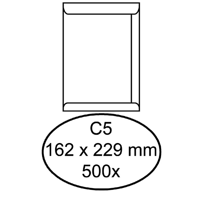 Quantore Envelop Quantore akte C5 162x229mm wit 500 stuks
