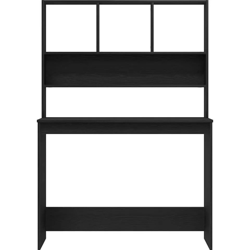 vidaXL Bureau met schappen 102x45x148 cm bewerkt hout zwart eikenkleur, foto 4