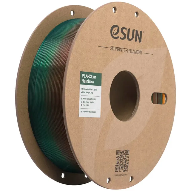 ESUN PLA-Clear Rainbow Doorschijnend regenboog A / Transculant Rainbow A 1 kg - 1.75mm - 3D printer filament Doorzichtig regenboog A / Transculant Rainbow A