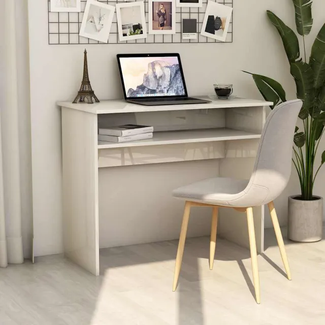 vidaXL Bureau 90x50x74 cm bewerkt hout hoogglans wit, foto 2