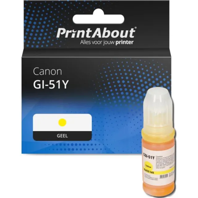 PrintAbout huismerk Inktcartridge GI-51Y Geel geschikt voor Canon