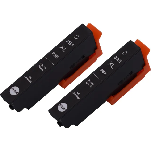 KATRIZ huismerk inkt voor|EpsonT3361XLPBK|13,5ml | ( 2stuks) - Met chip Foto Zwart
